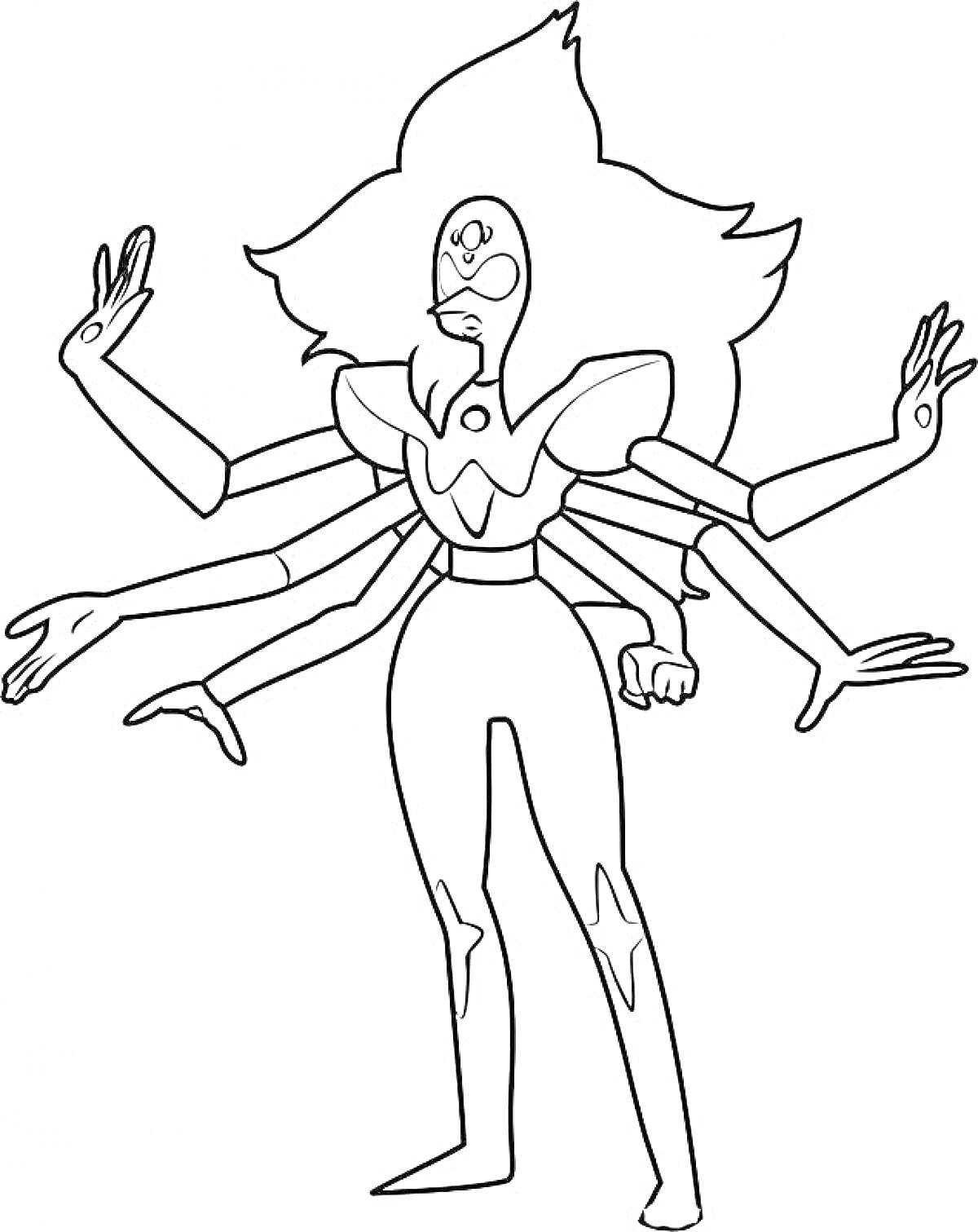 Раскраска Фьюжн с шестью руками из мультфильма 