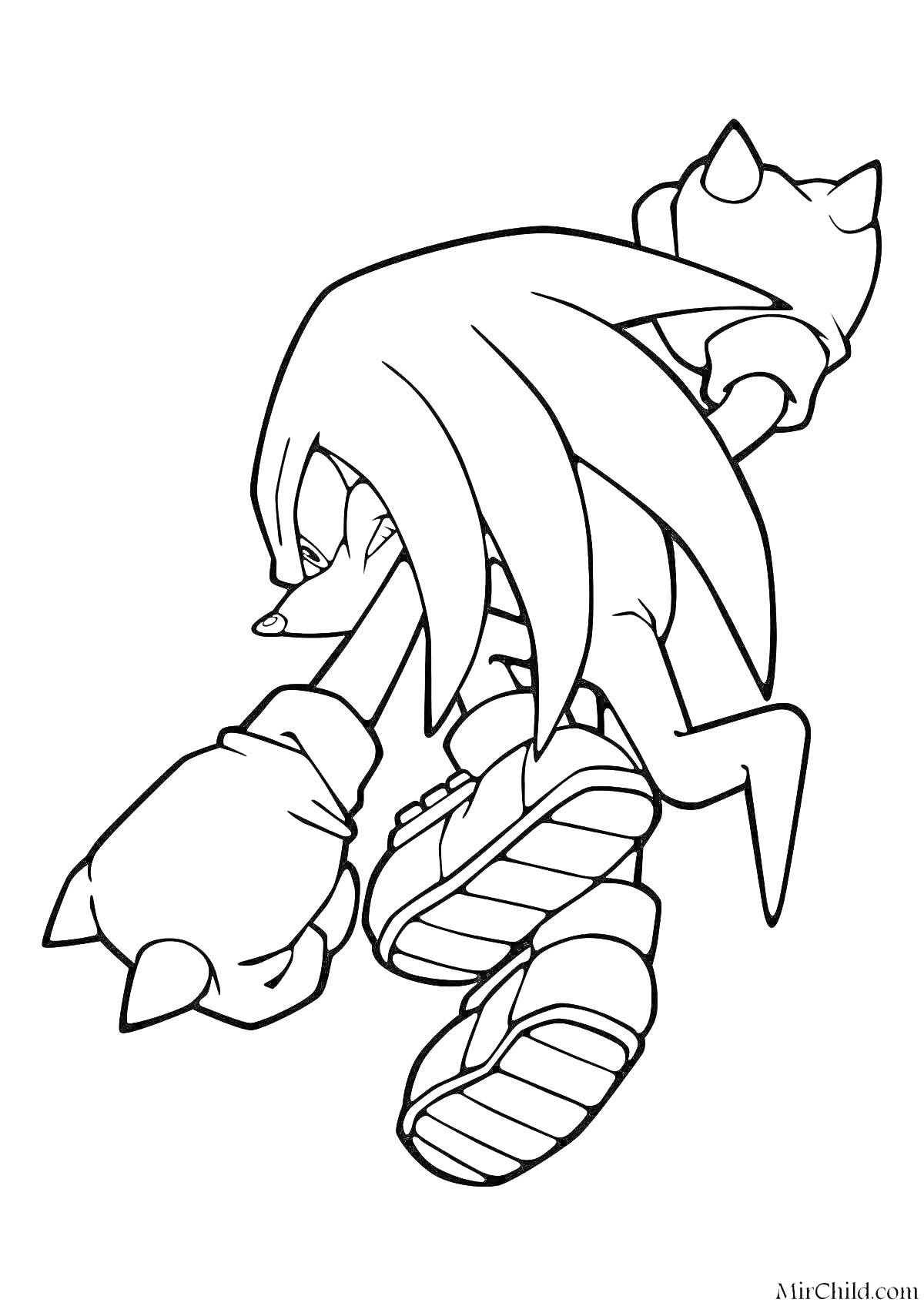 Наклз, один из персонажей из серии Sonic the Hedgehog, в боевой позе
