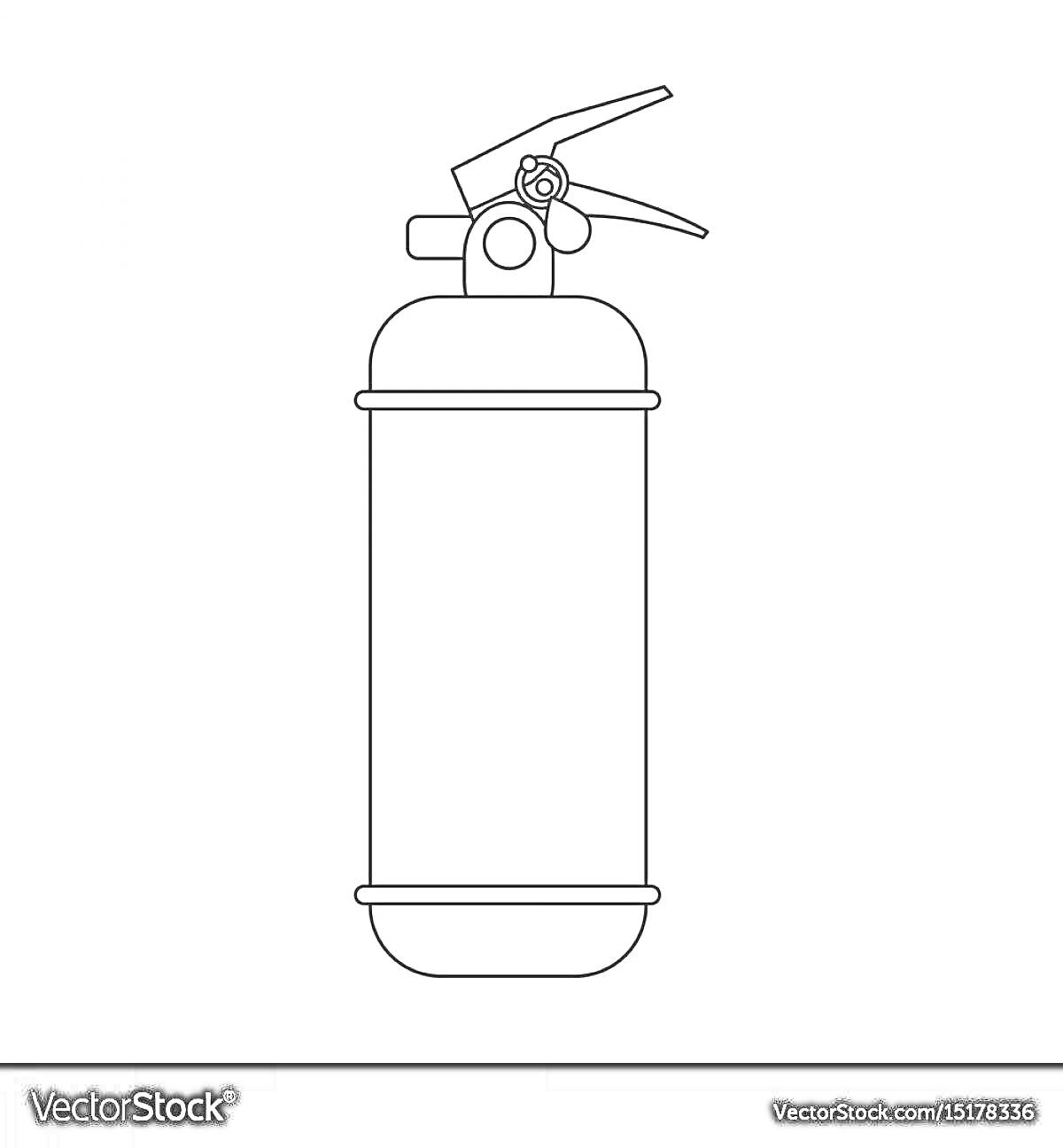 Раскраска огнетушитель с рычагом, кольцом и корпусом для раскрашивания