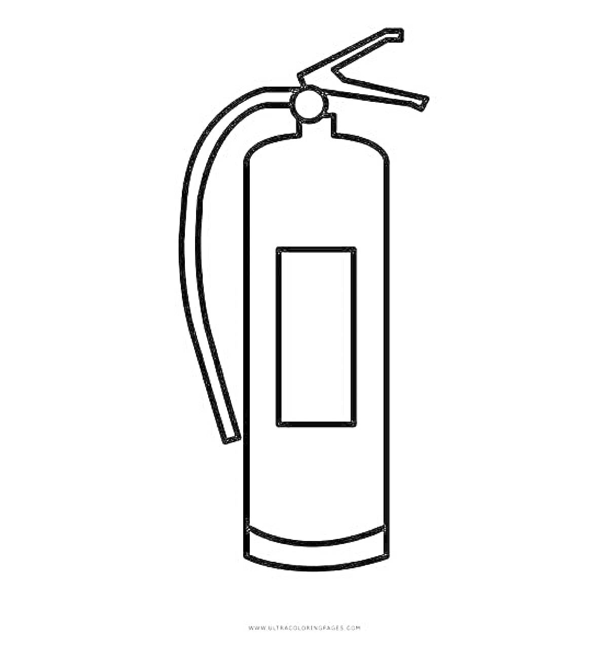 Раскраска Огнетушитель с ручкой, шлангом и этикеткой