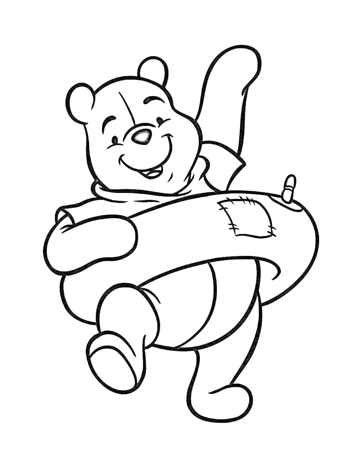 На раскраске изображено: Медведь, Приветствие, Из мультфильмов, Детский персонаж