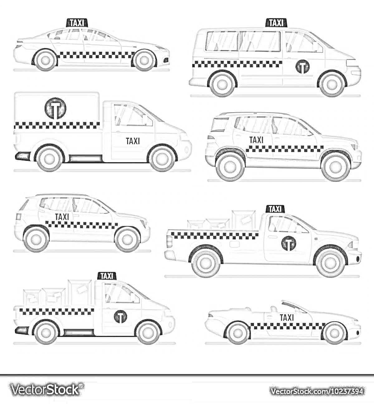 На раскраске изображено: Такси, Транспорт, Седан, Минивэн, Фургон, Внедорожник, Пикап, Кабриолет, Творчество, Раскрашивание, Для детей, Авто, Контурные рисунки, Машины