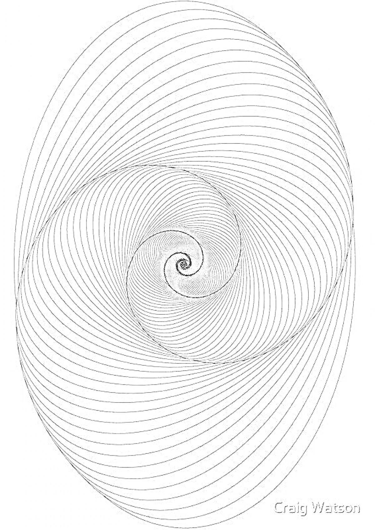 На раскраске изображено: Спираль, Концентрические линии, Геометрия, Абстракция, Арт, Дизайн