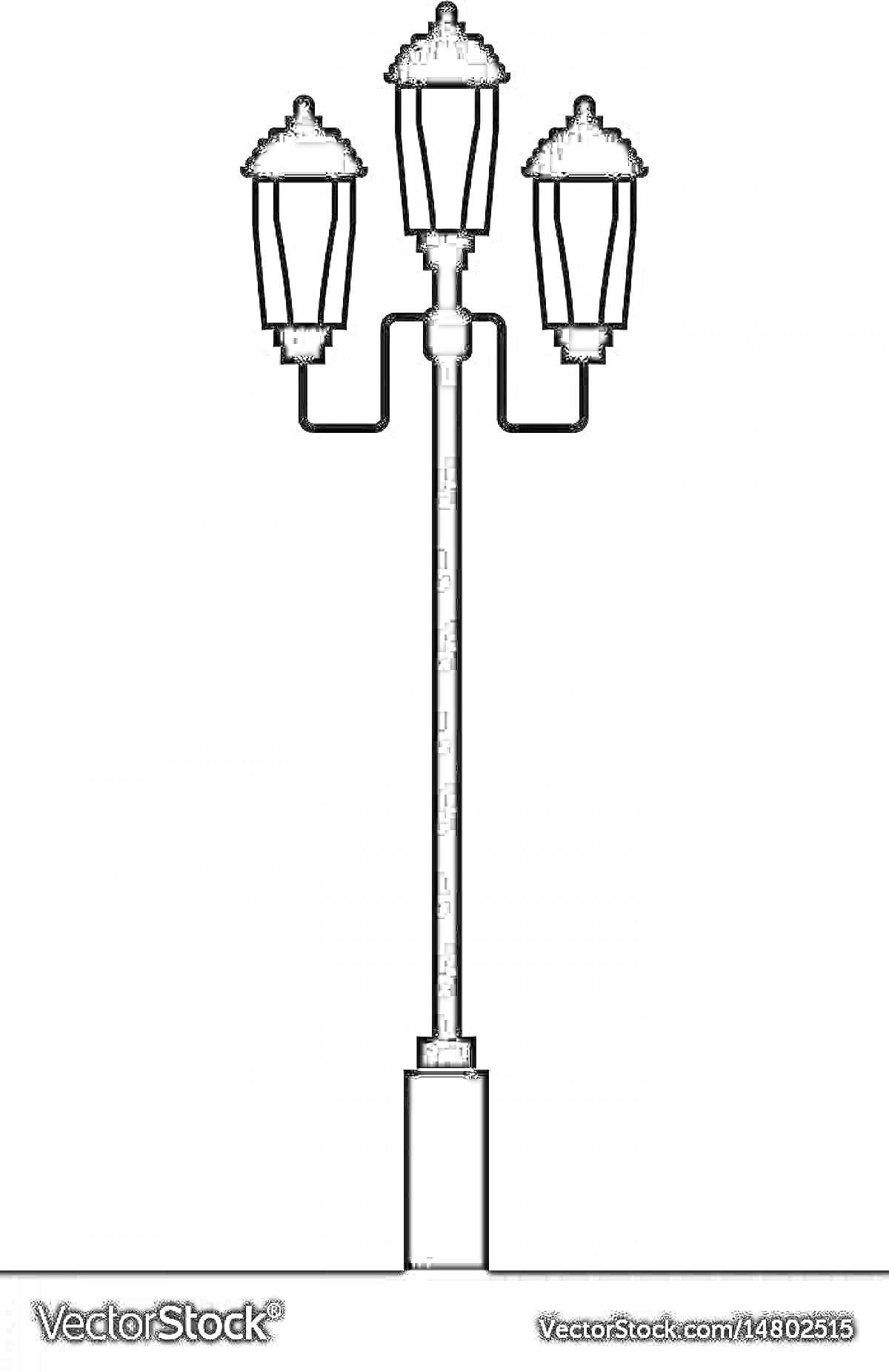 Уличный фонарь с тремя лампами