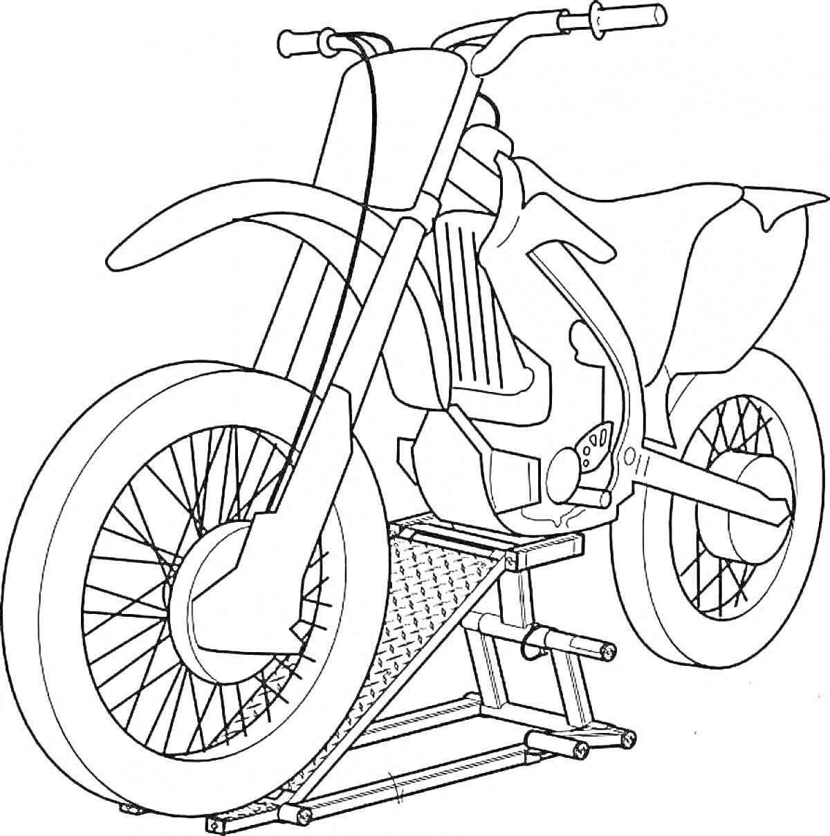 Раскраска Мотоцикл на подставке