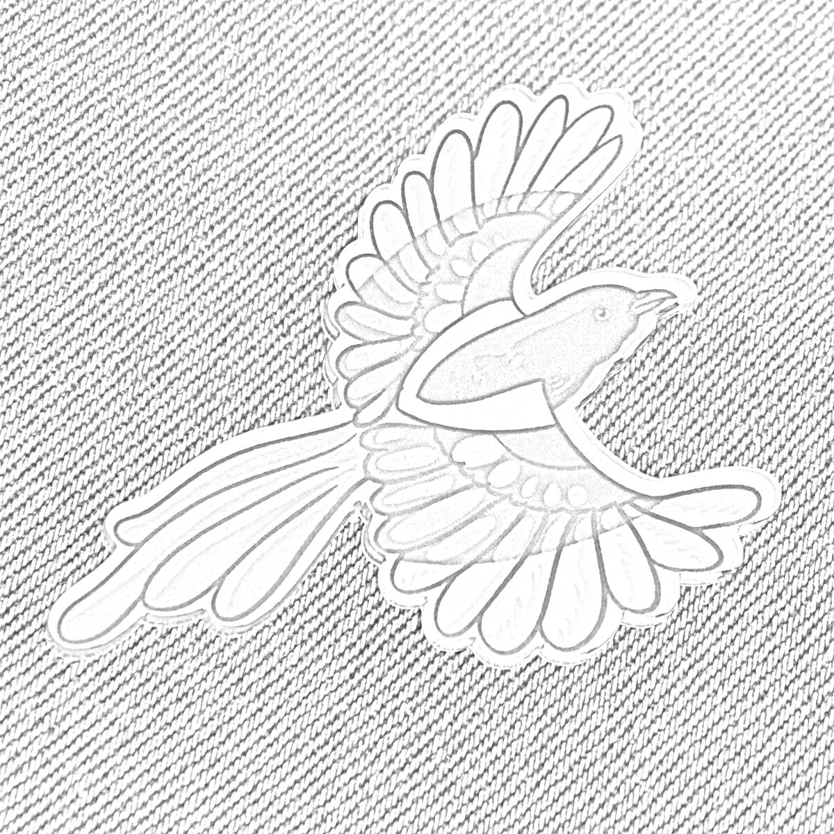 На раскраске изображено: Брошь, Птица, Летящая, Ткань, Аксессуар, Крылья, Перья, Детализированная