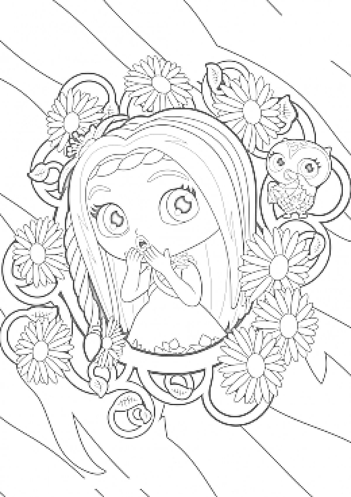 Девочка-чармер с совой в цветочном венке