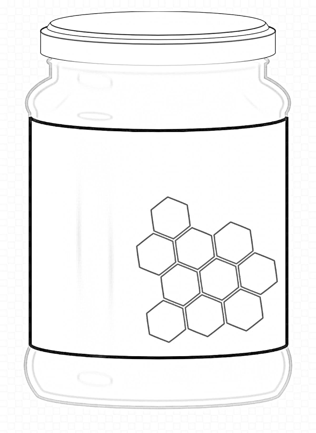 На раскраске изображено: Банка, Мед, Соты, Емкость, Контейнер