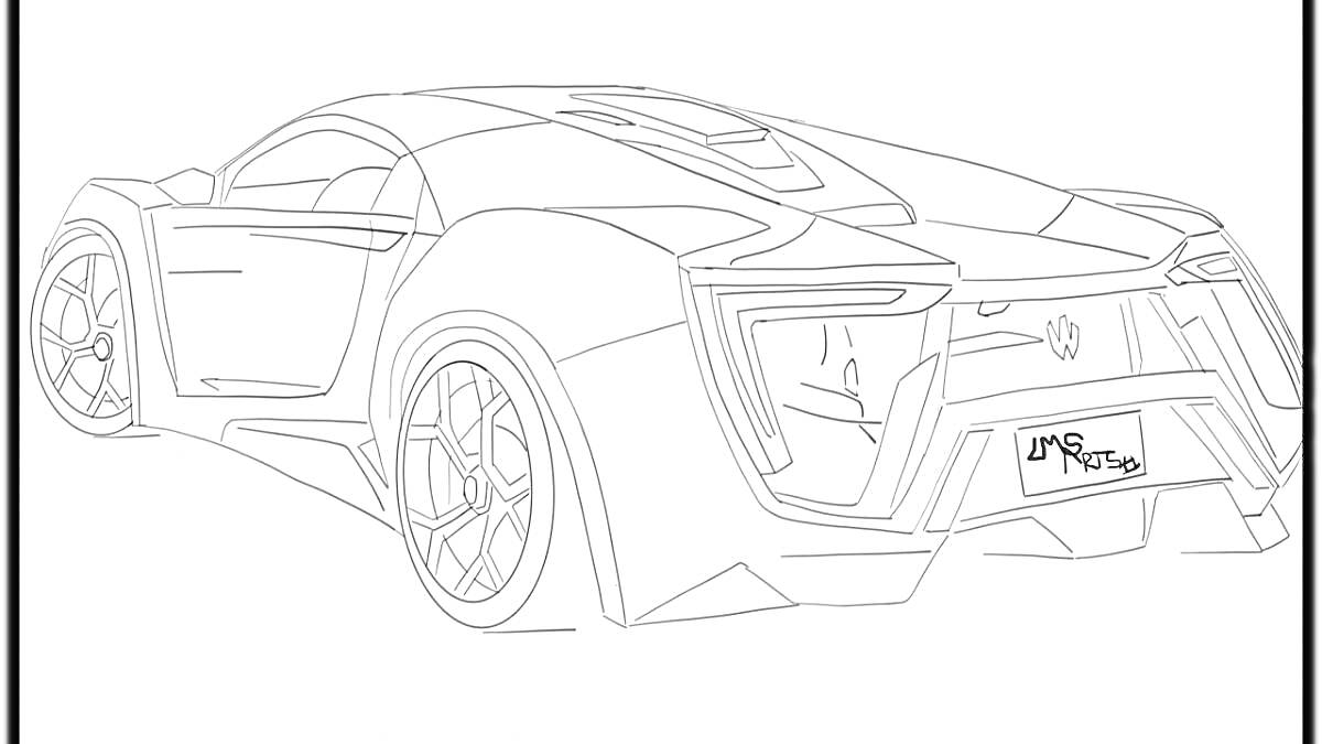 Раскраска Раскраска гиперкара – Ликан Гиперспорт, вид сзади