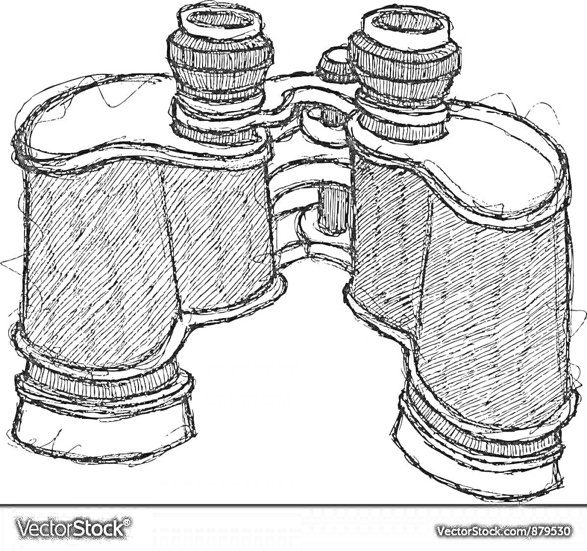 Раскраска Рисунок бинокля с двумя объективами и окулярами