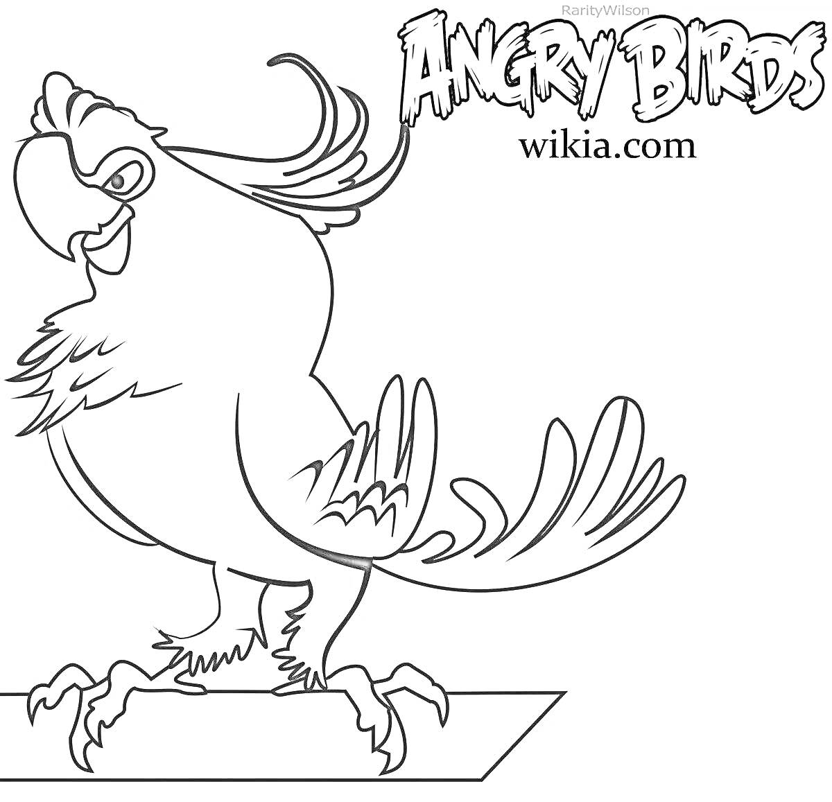 Раскраска Angry Birds, попугай на ветке, wikia.com