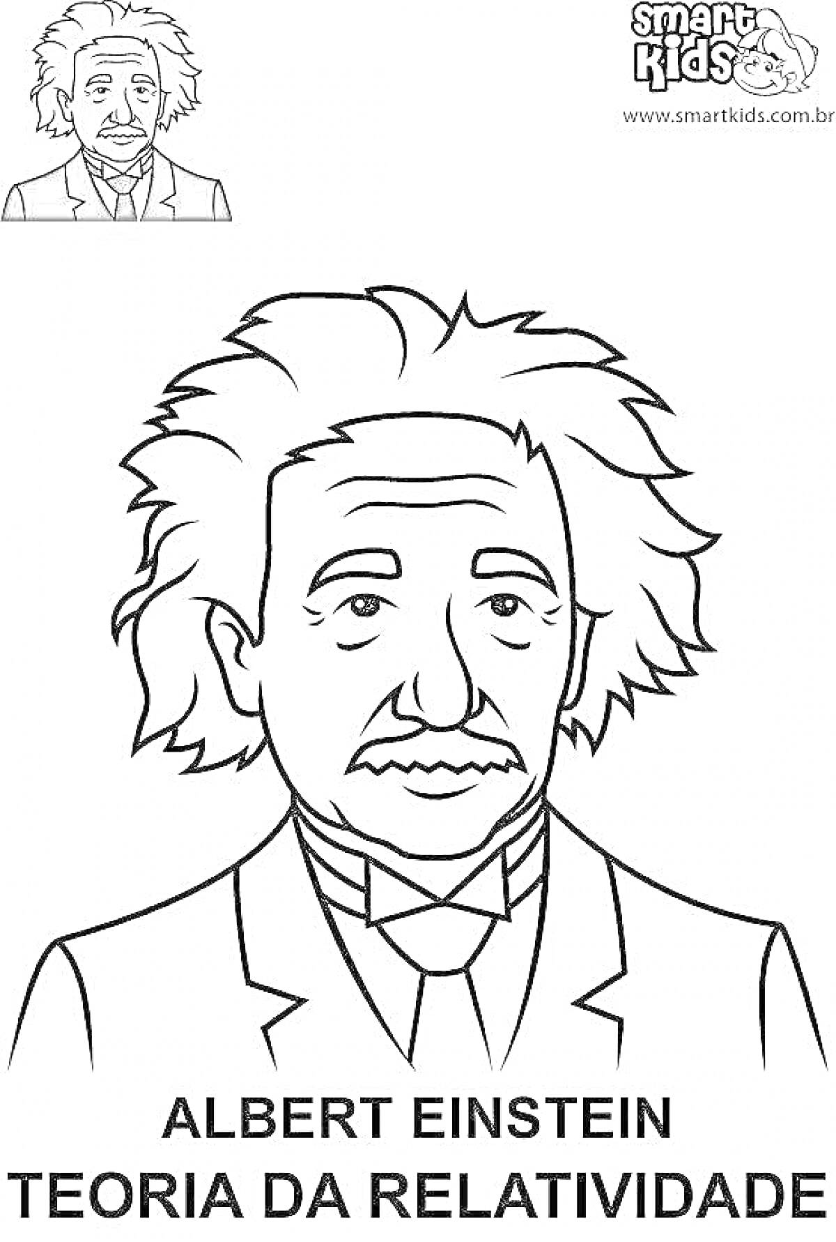 Раскраска Портрет Альберта Эйнштейна с подписью 