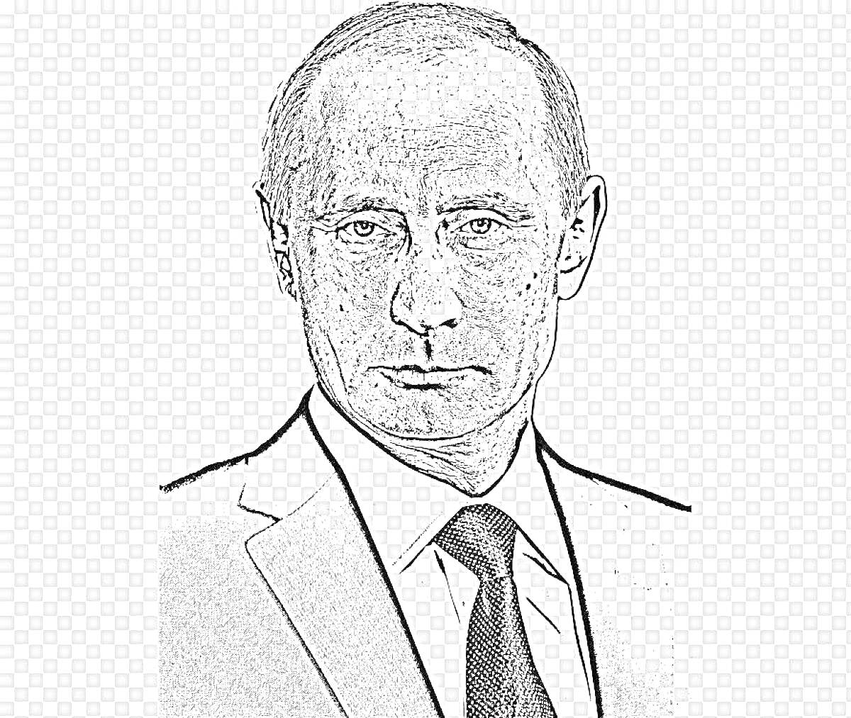 Раскраска Портрет мужчины в костюме и галстуке (линия рисунка)