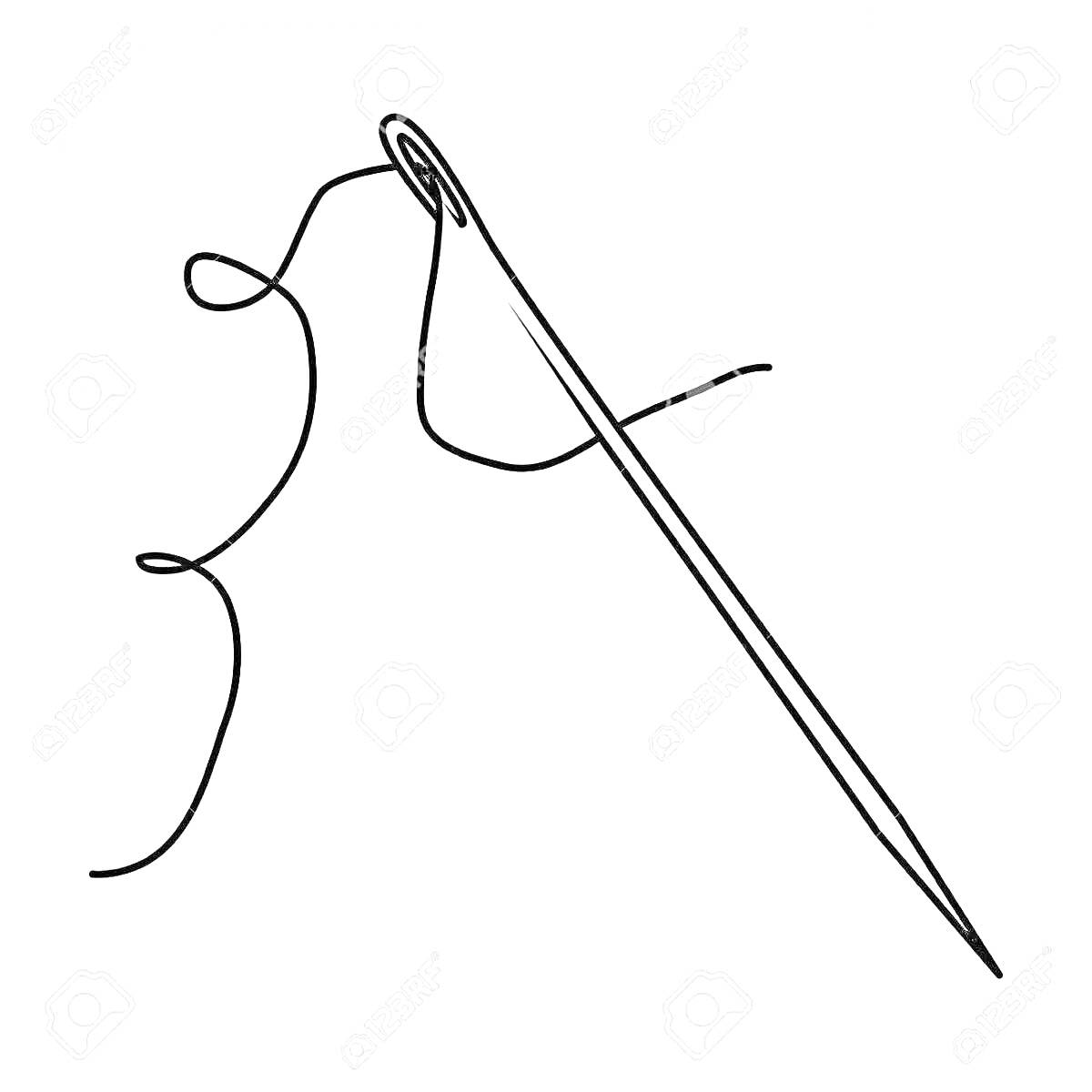 Раскраска Иголка с ниткой