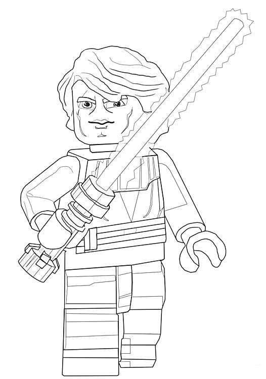 Раскраска Лего Звездные войны фигурка с мечом