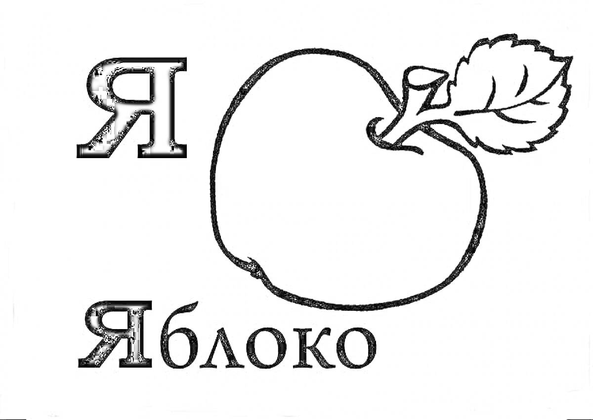 На раскраске изображено: Яблоко, Фрукты, Словарные слова, Обучение чтению