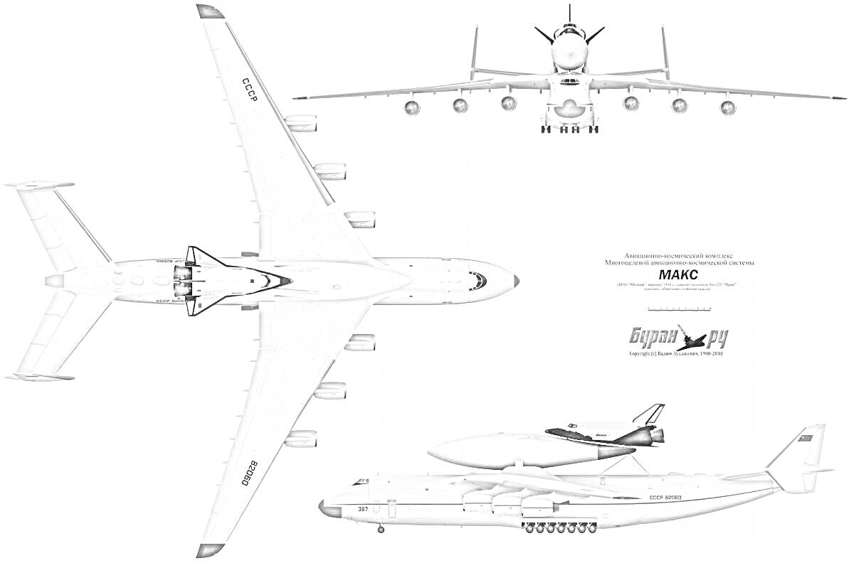 Схематическое изображение самолёта Ан-225 