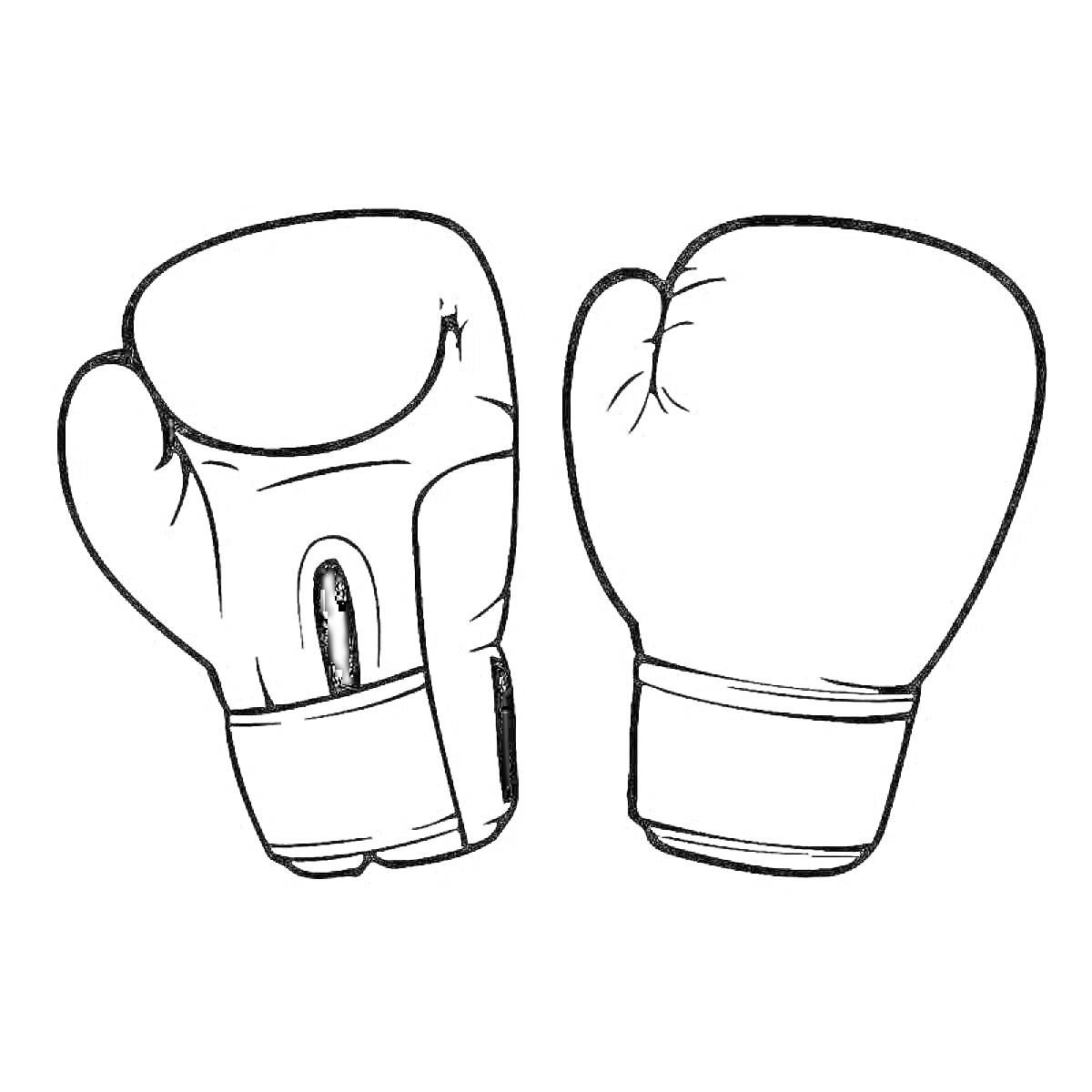 На раскраске изображено: Боксерские перчатки, Спорт, Спортивная экипировка