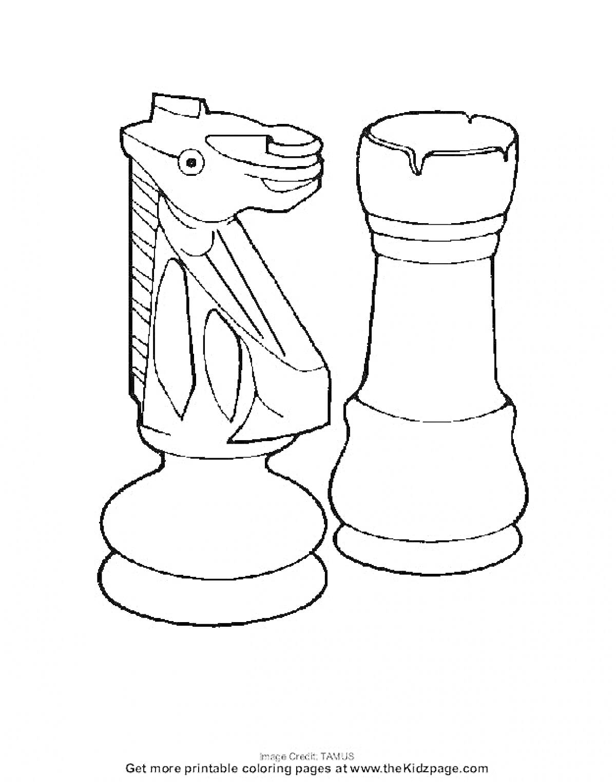 Раскраска шахматные фигуры конь и ладья