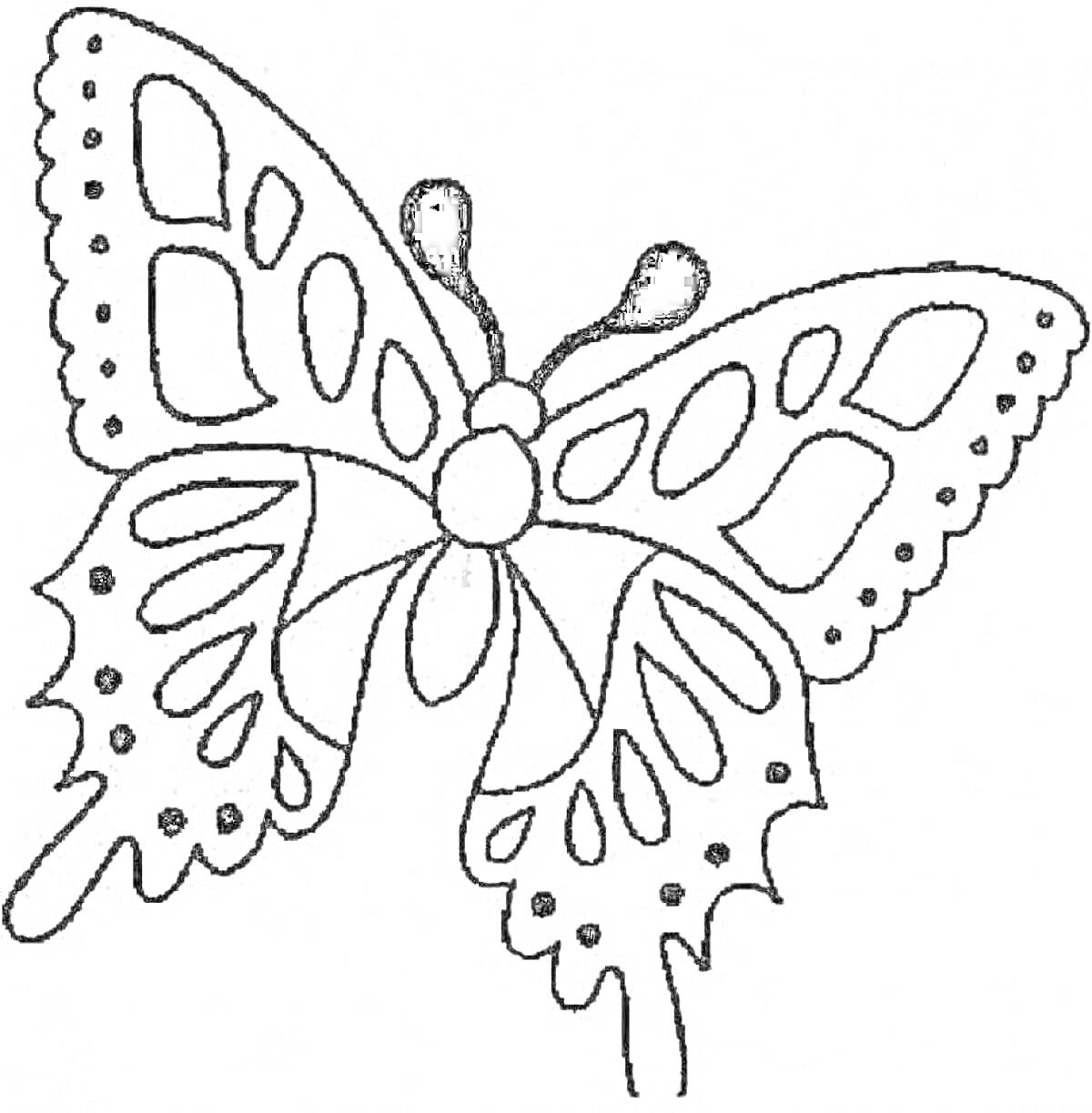 На раскраске изображено: Бабочка, Крылья, Насекомое, Для детей, Вырезалки, Контурные рисунки, Узоры