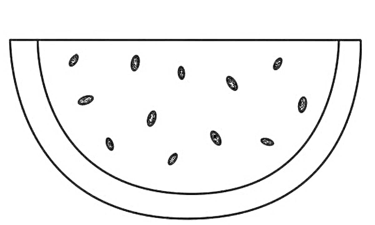 Раскраска Половинка арбуза с семечками