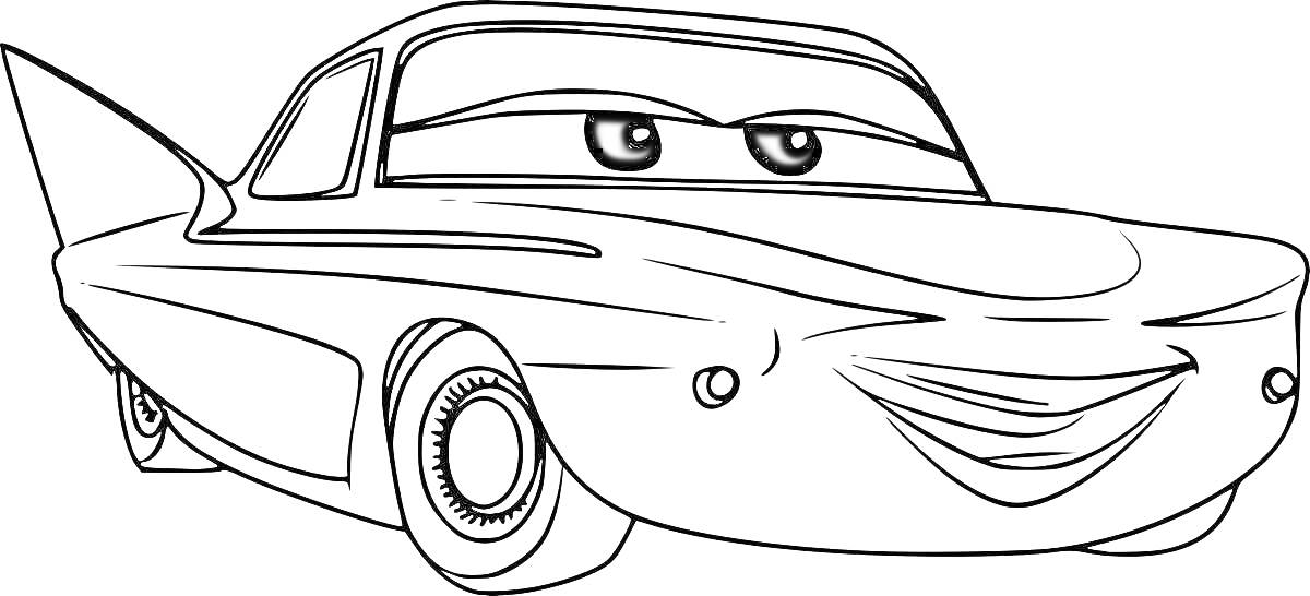 На раскраске изображено: Машина, Лицо, Глаза, Мультик, Персонаж, Шторм