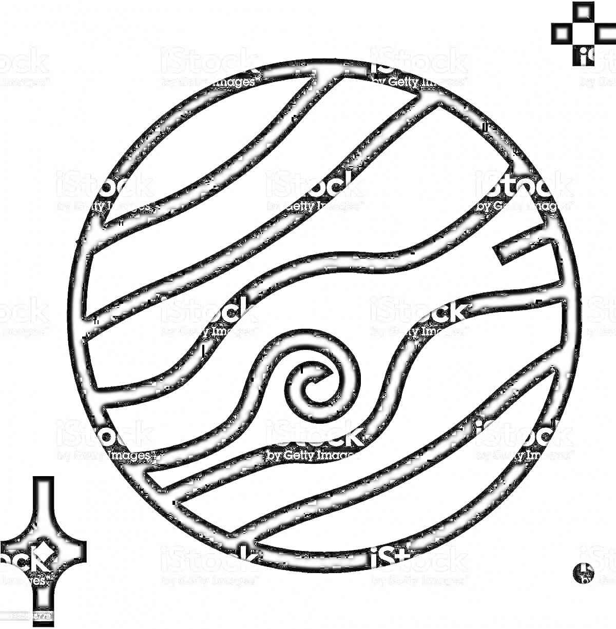 Раскраска Планета Венера с абстрактными линиями и элементами в космосе