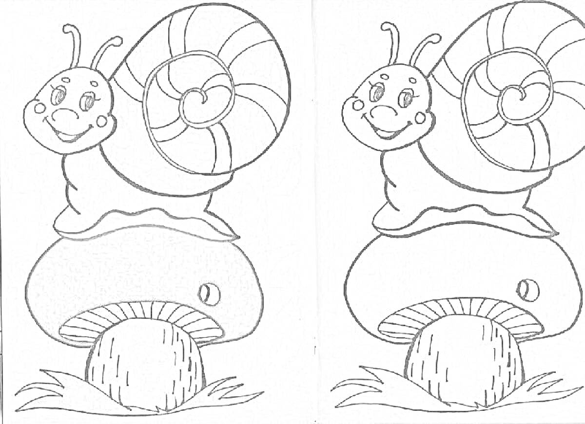На раскраске изображено: Улитка, Трава, Для детей, Раскрашенное, Природа