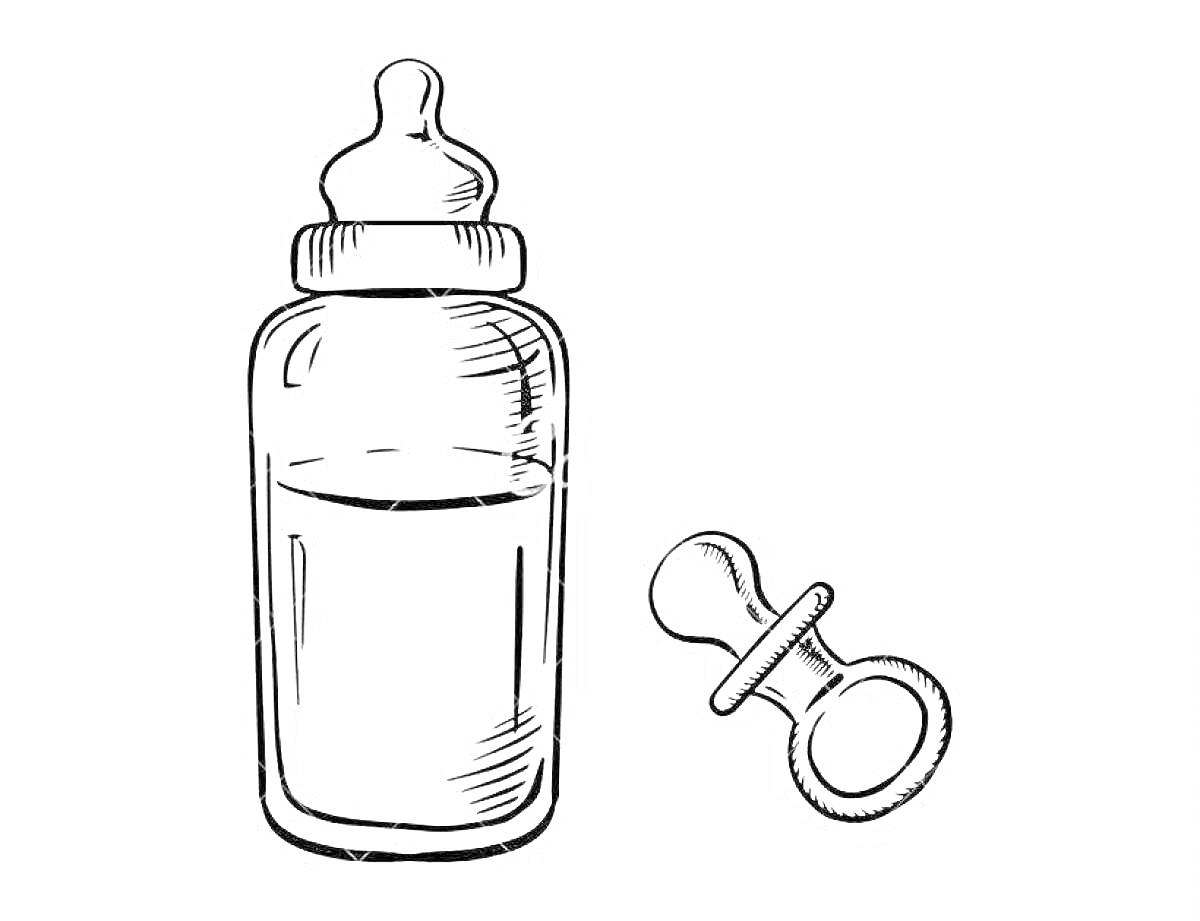Раскраска Бутылочка с соской отдельно