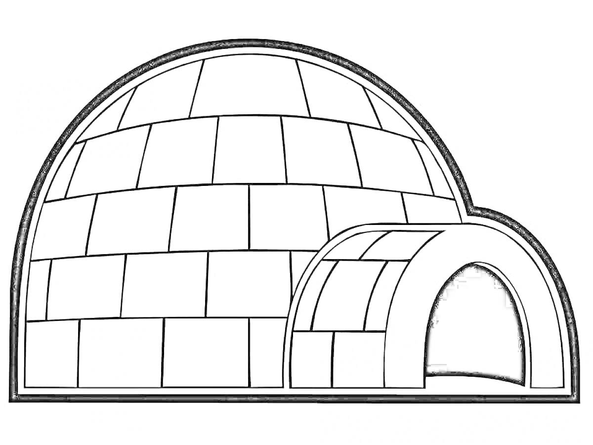Раскраска Иглу из кирпичей с входом