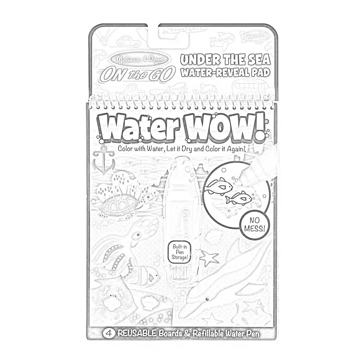 Раскраска Under the Sea Water-Reveal Pad. Water WOW! 4 Reusable Boards & Refillable Water Pen