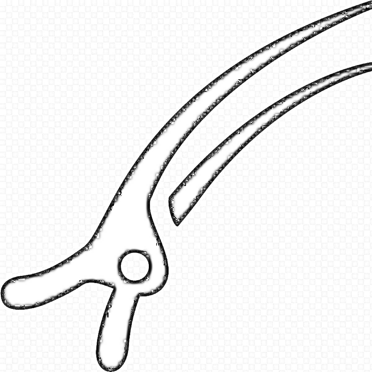 Раскраска Заколка, состоящая из двух изогнутых частей, соединённых заклёпкой