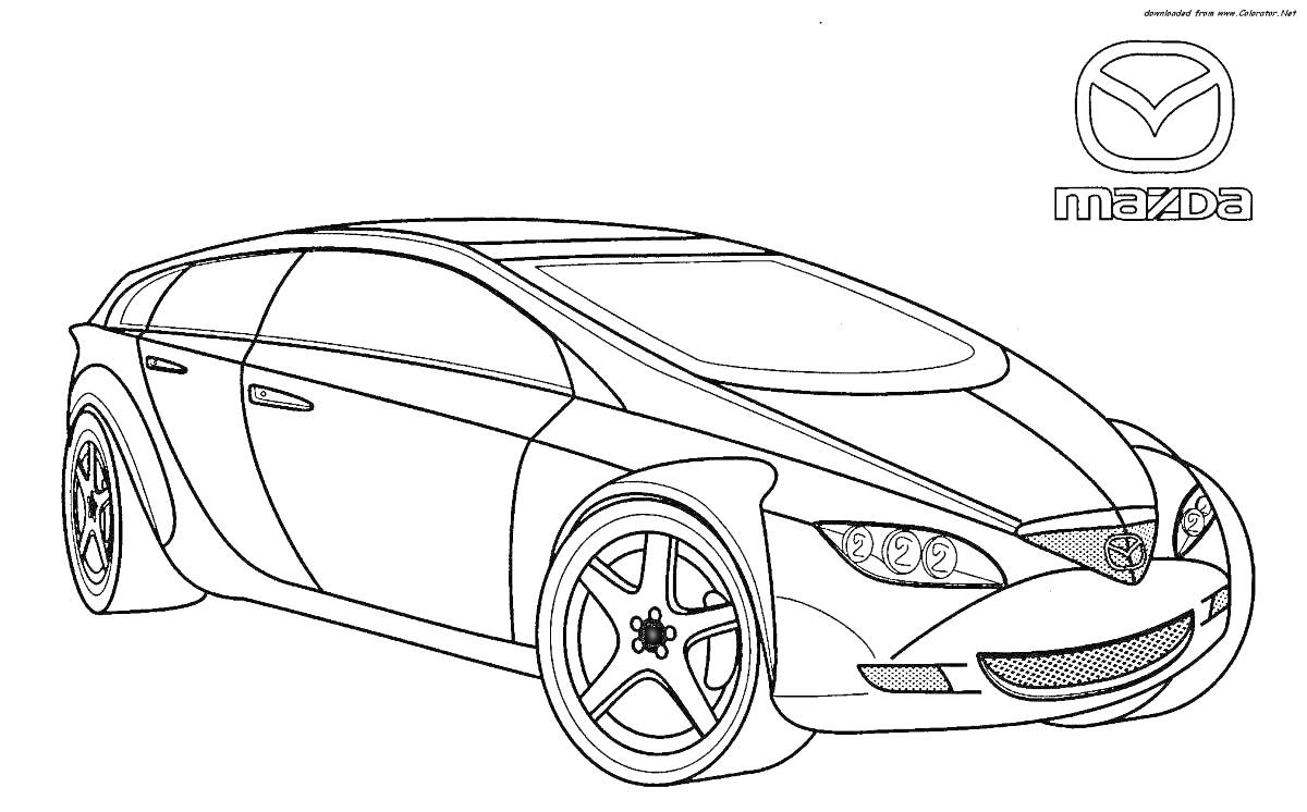 На раскраске изображено: Mazda, Контурные рисунки