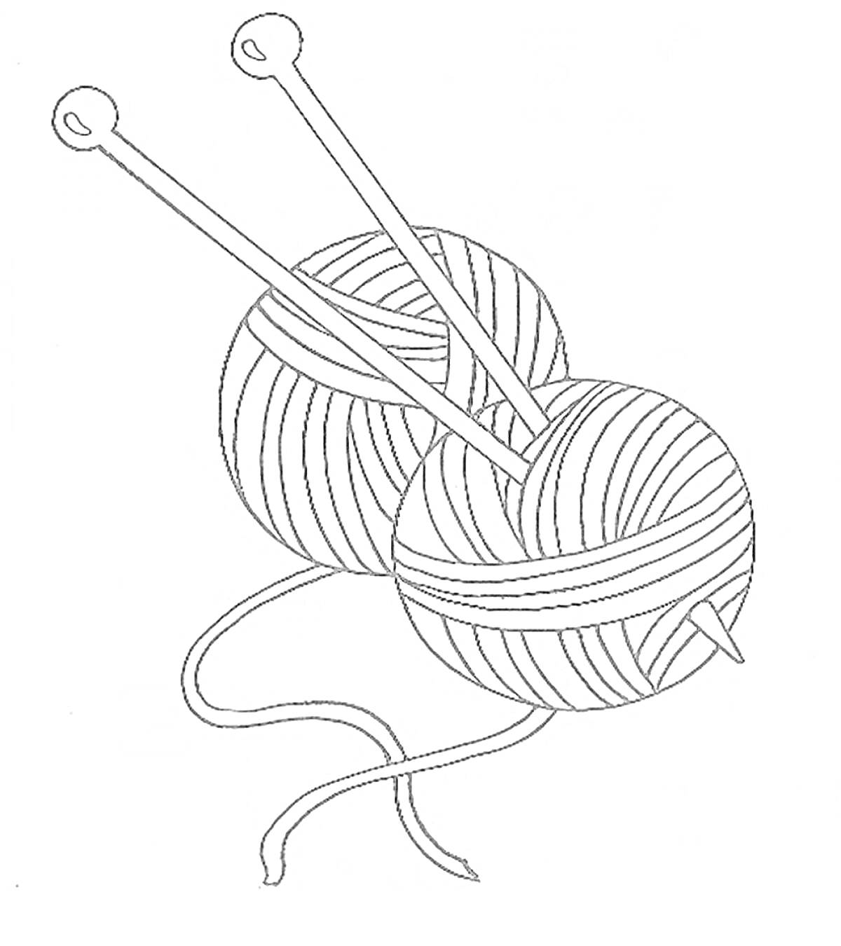 На раскраске изображено: Вязание, Спицы, Нитки, Рукоделие