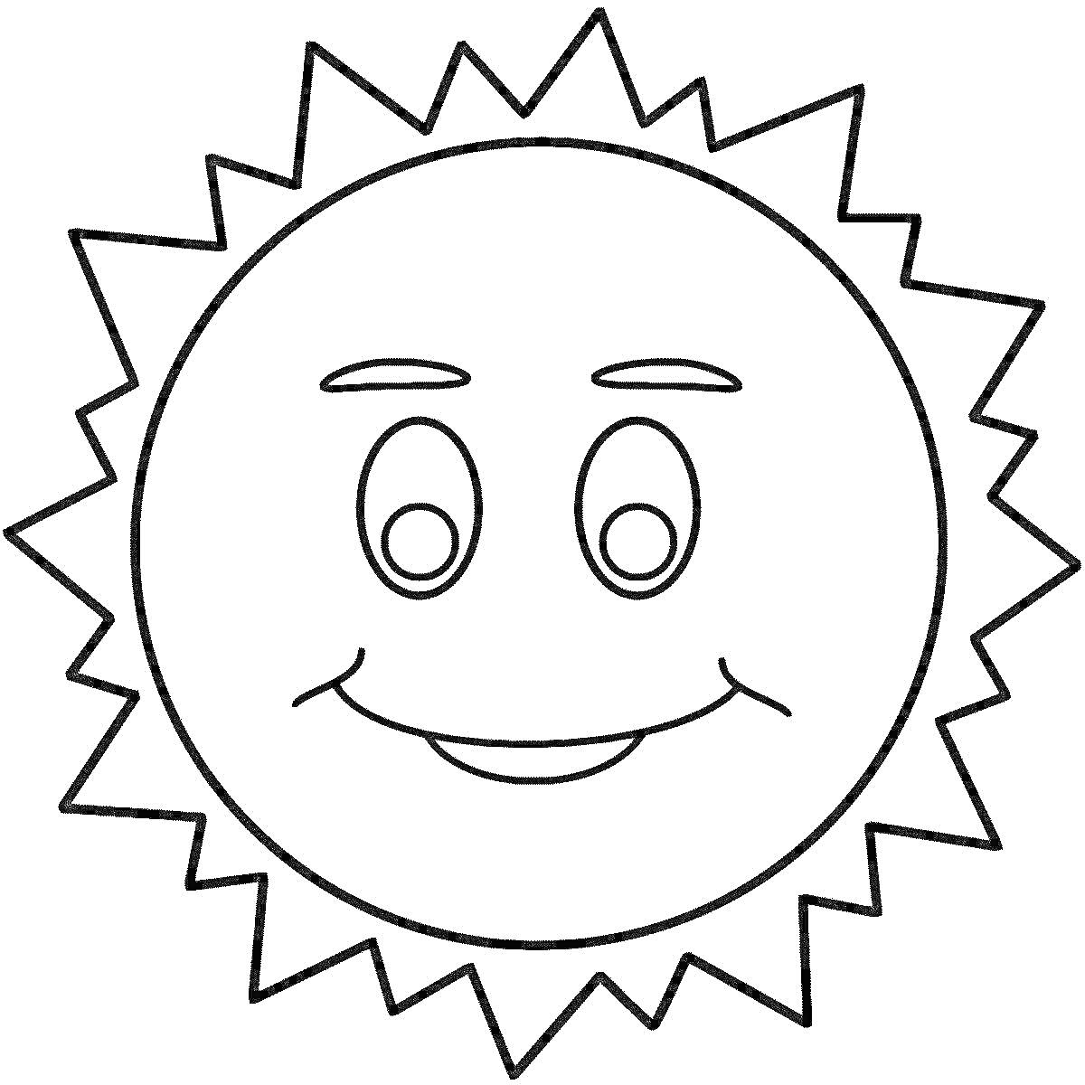 На раскраске изображено: Улыбка, Лучи, Солнце, Для детей
