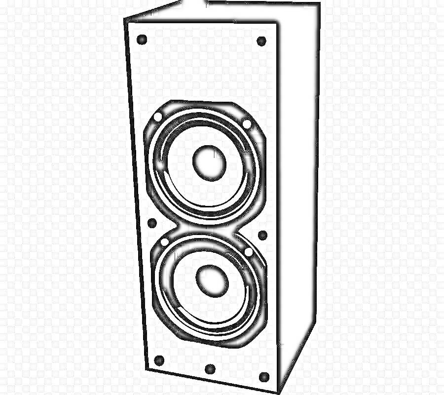 Раскраска Акустическая колонка с двумя динамиками