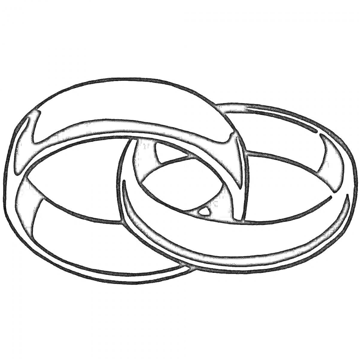 На раскраске изображено: Обручальные кольца, Свадьба, Любовь, Соединение