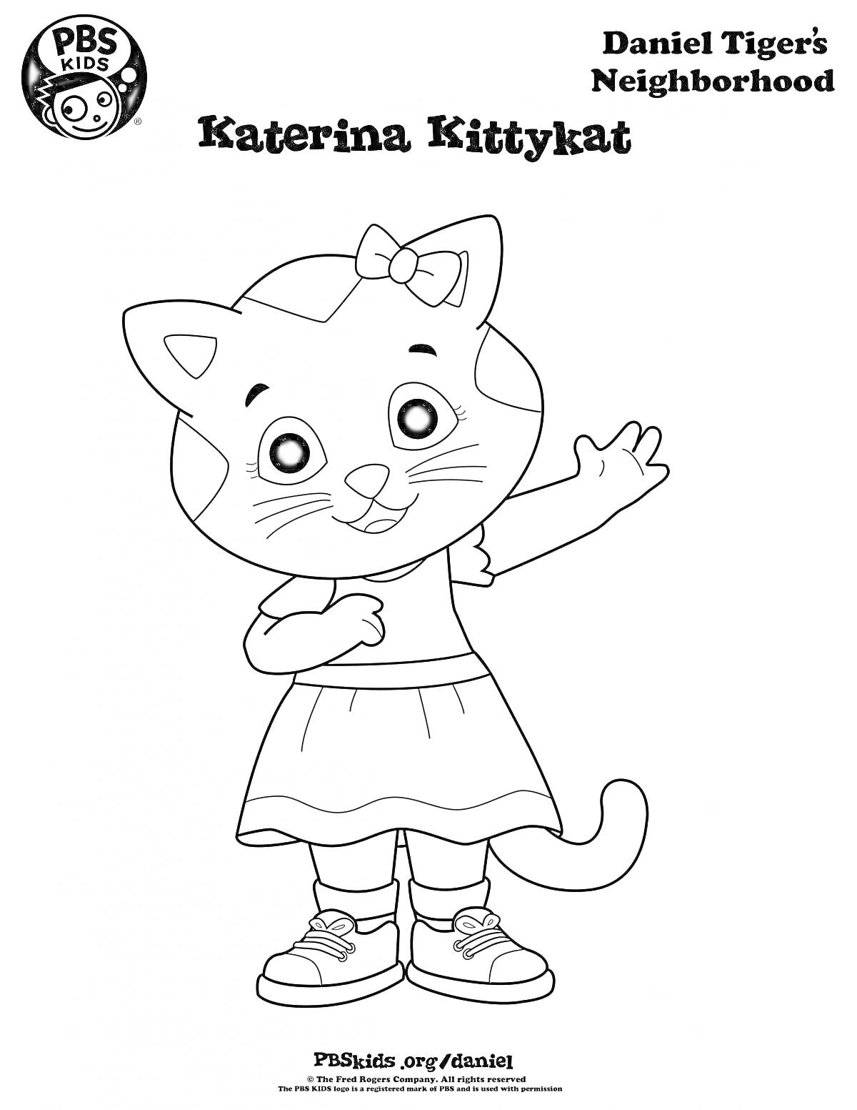 Раскраска Кошечка Катарина в платьице из 