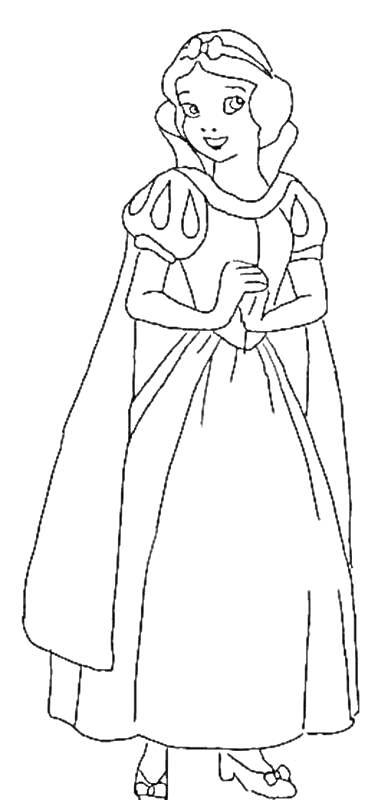 Раскраска Принцесса в длинном платье с капюшоном