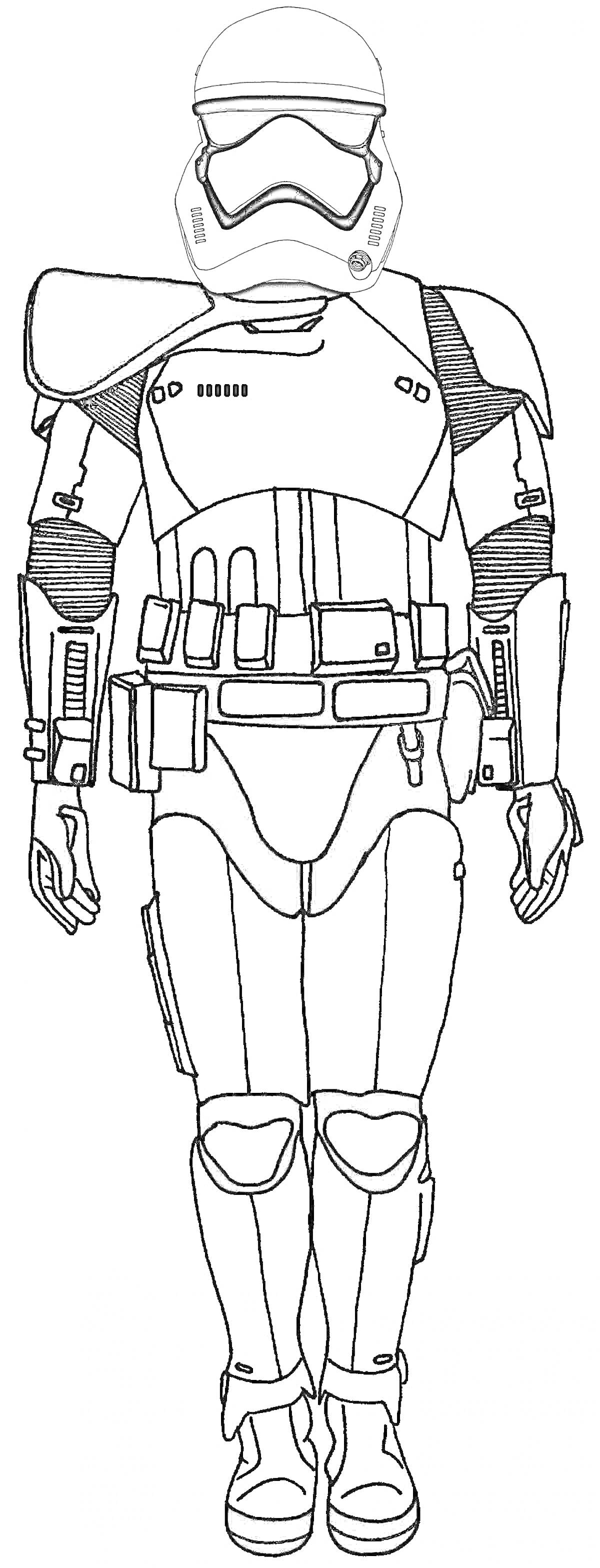 Раскраска Штурмовик из Звездных Войн в полной экипировке