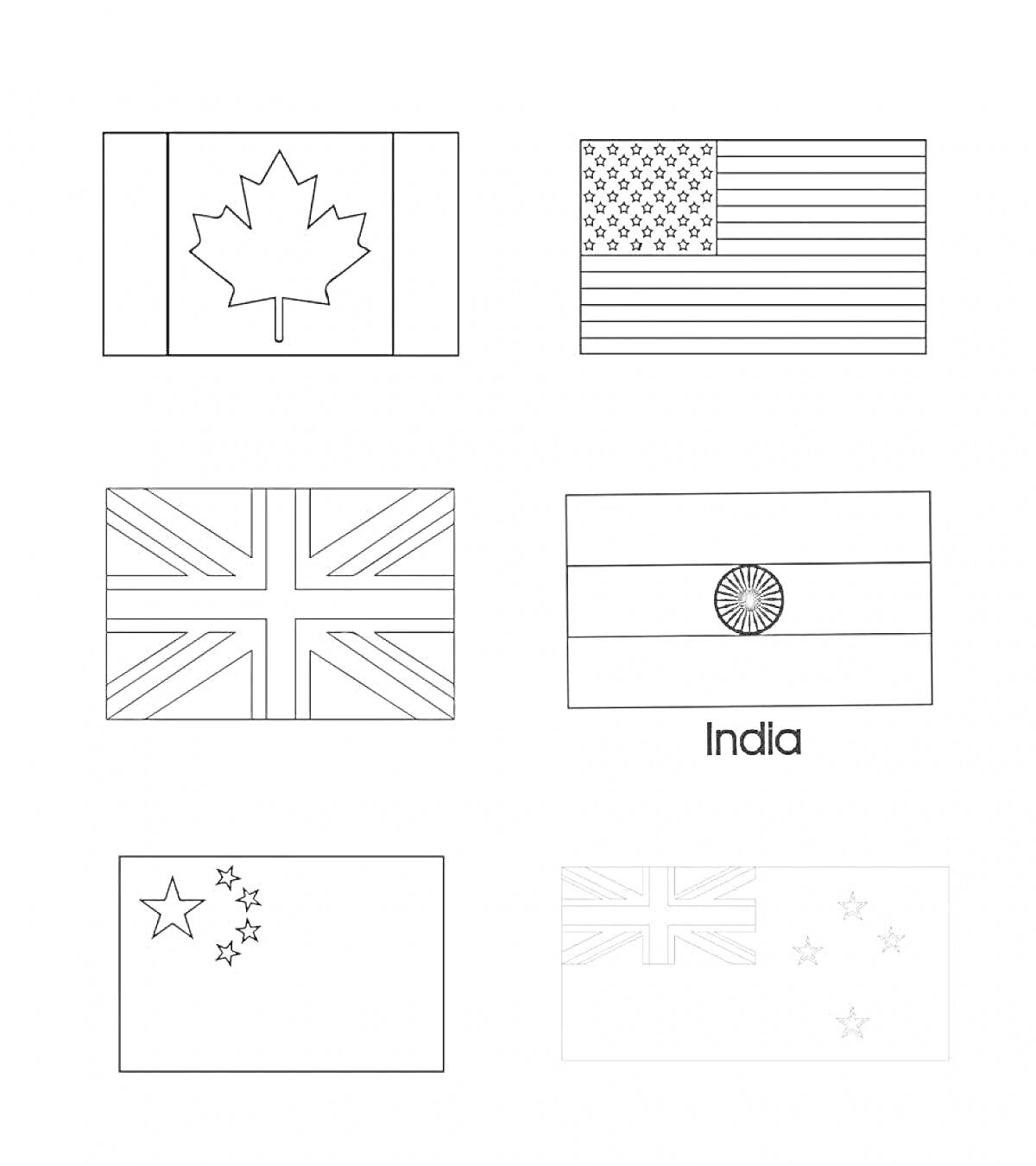 На раскраске изображено: Канада, Флаг, Звезды, Горизонтальные полосы, Британский флаг