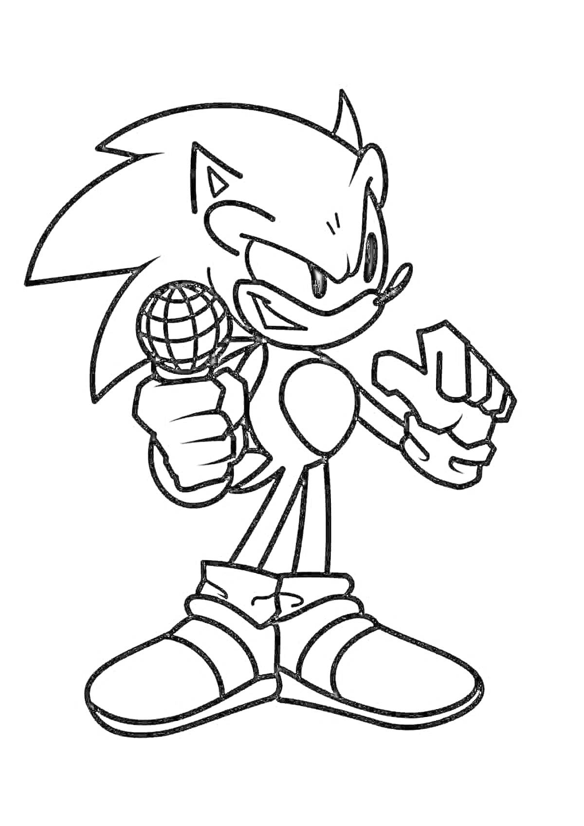 Раскраска Sonic EXE с микрофоном