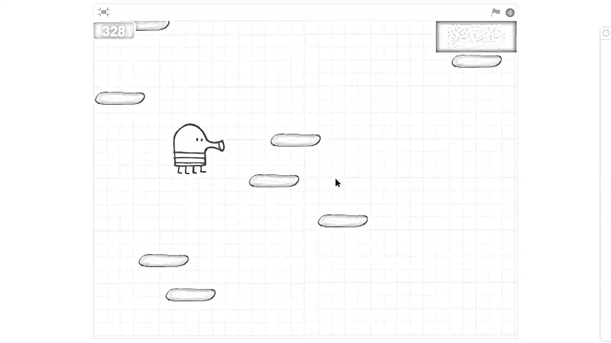 Раскраска Игровой экран из Doodle Jump с персонажем и платформами