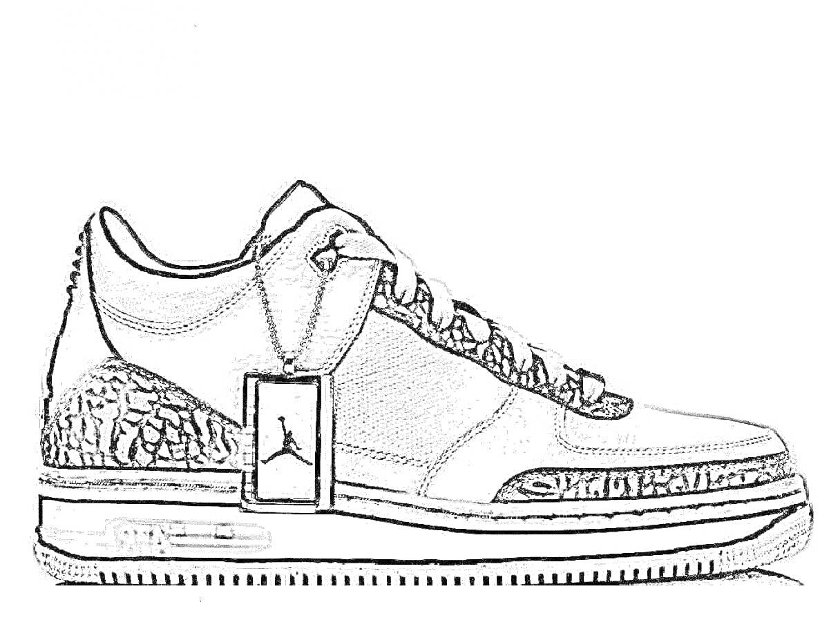 На раскраске изображено: Jordan, Шнуровка, Обувь, Спорт