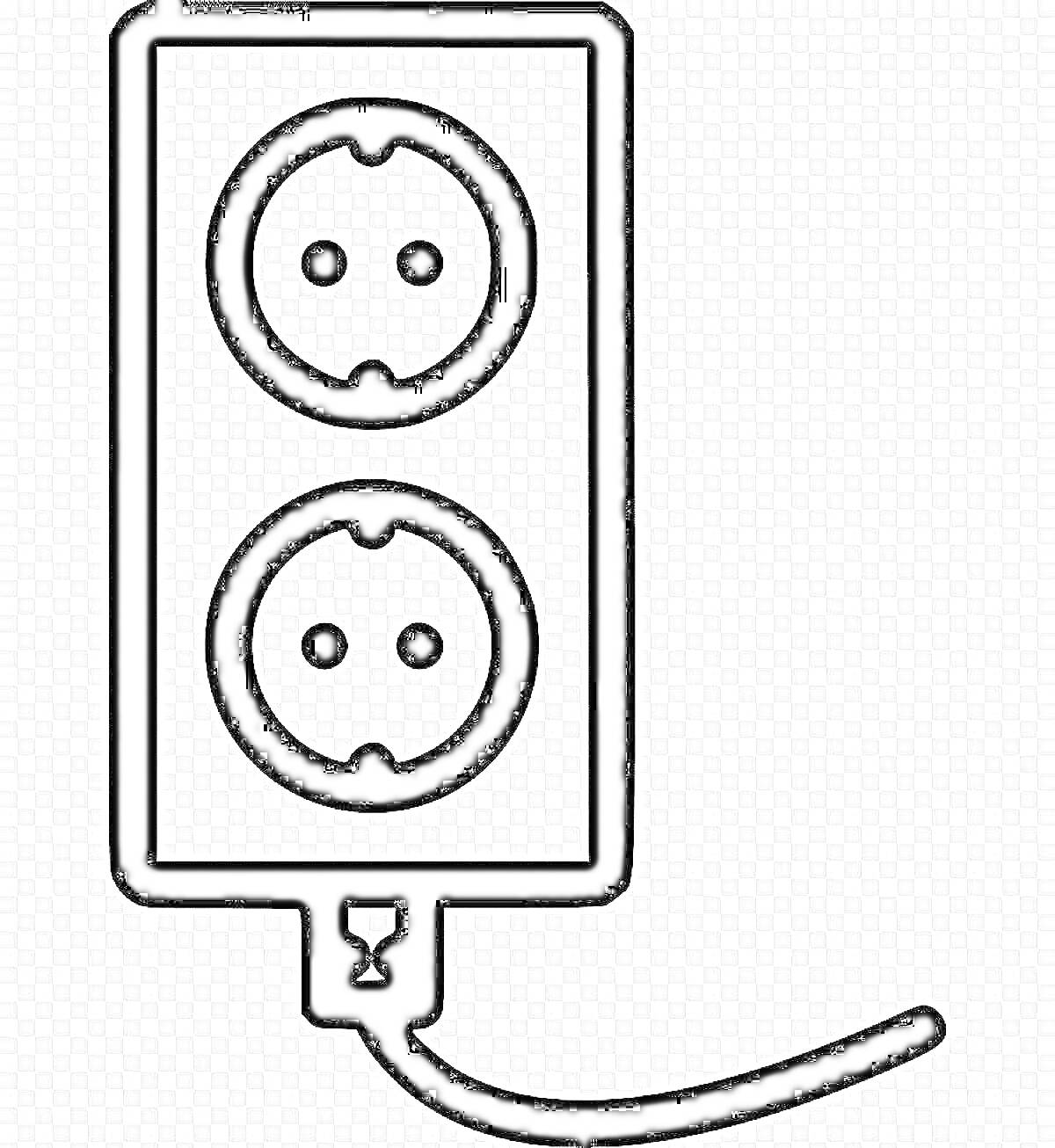 Раскраска Двойная электрическая розетка с проводом