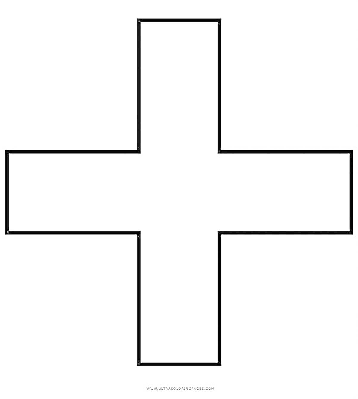 На раскраске изображено: Плюс, Крест, Знак, Контур, Белый фон