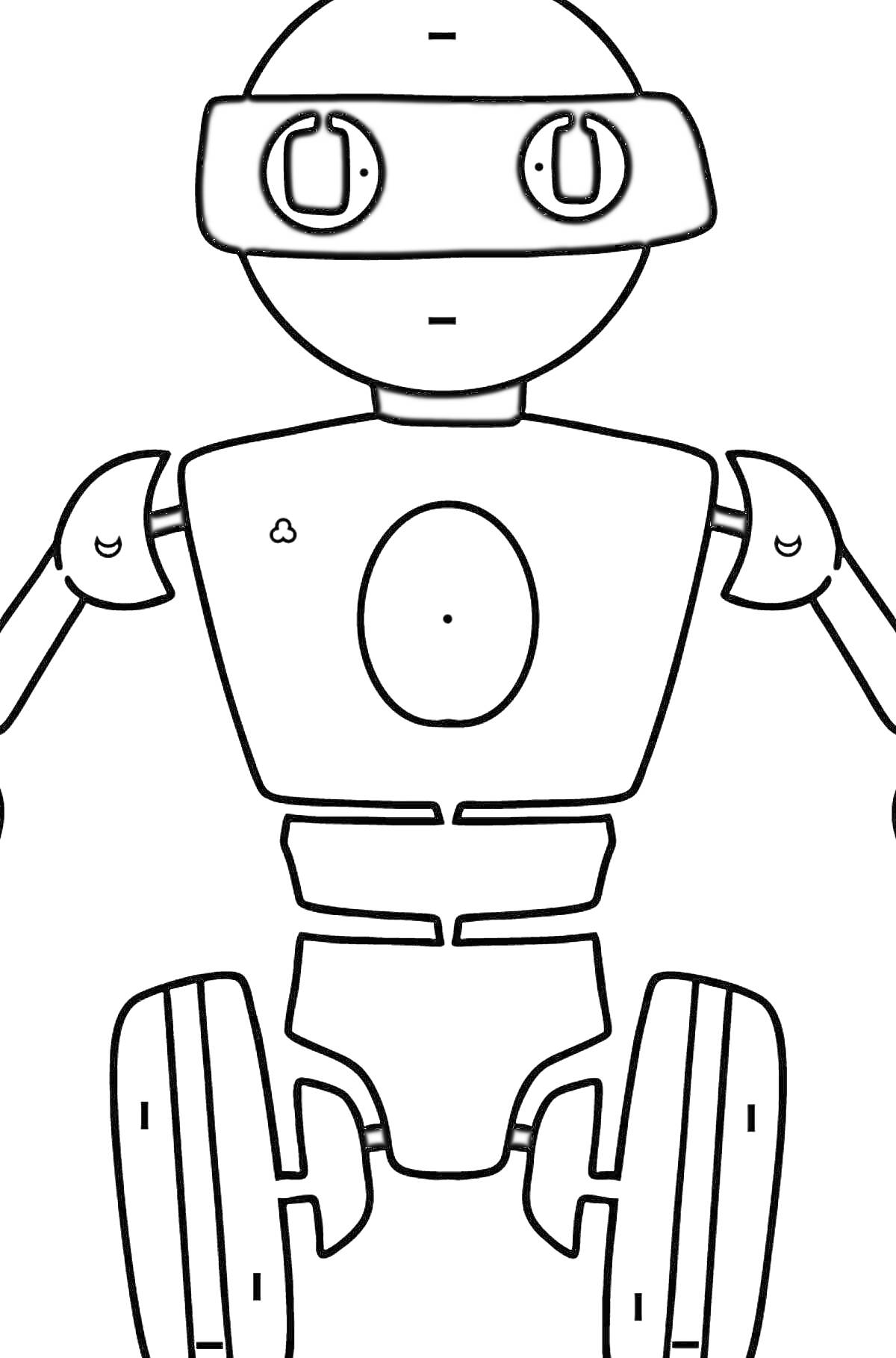 Раскраска Робот с колесами, антенной, и маской на глазах