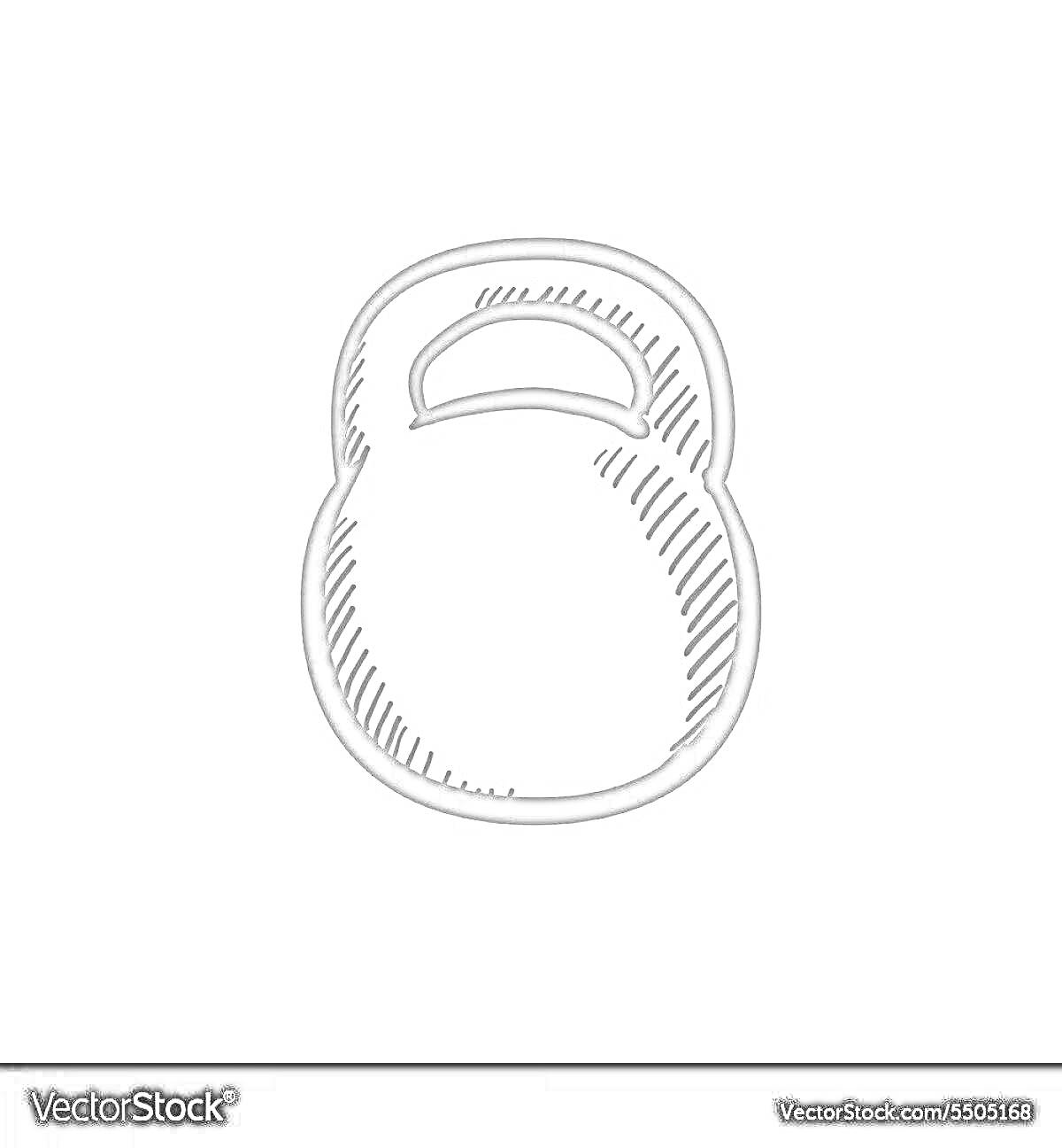Раскраска Рисунок гири с рукояткой и теневой штриховкой
