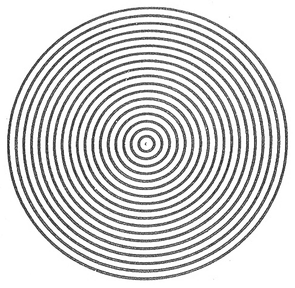 Раскраска Черно-белая круговая спираль из концентрических кругов