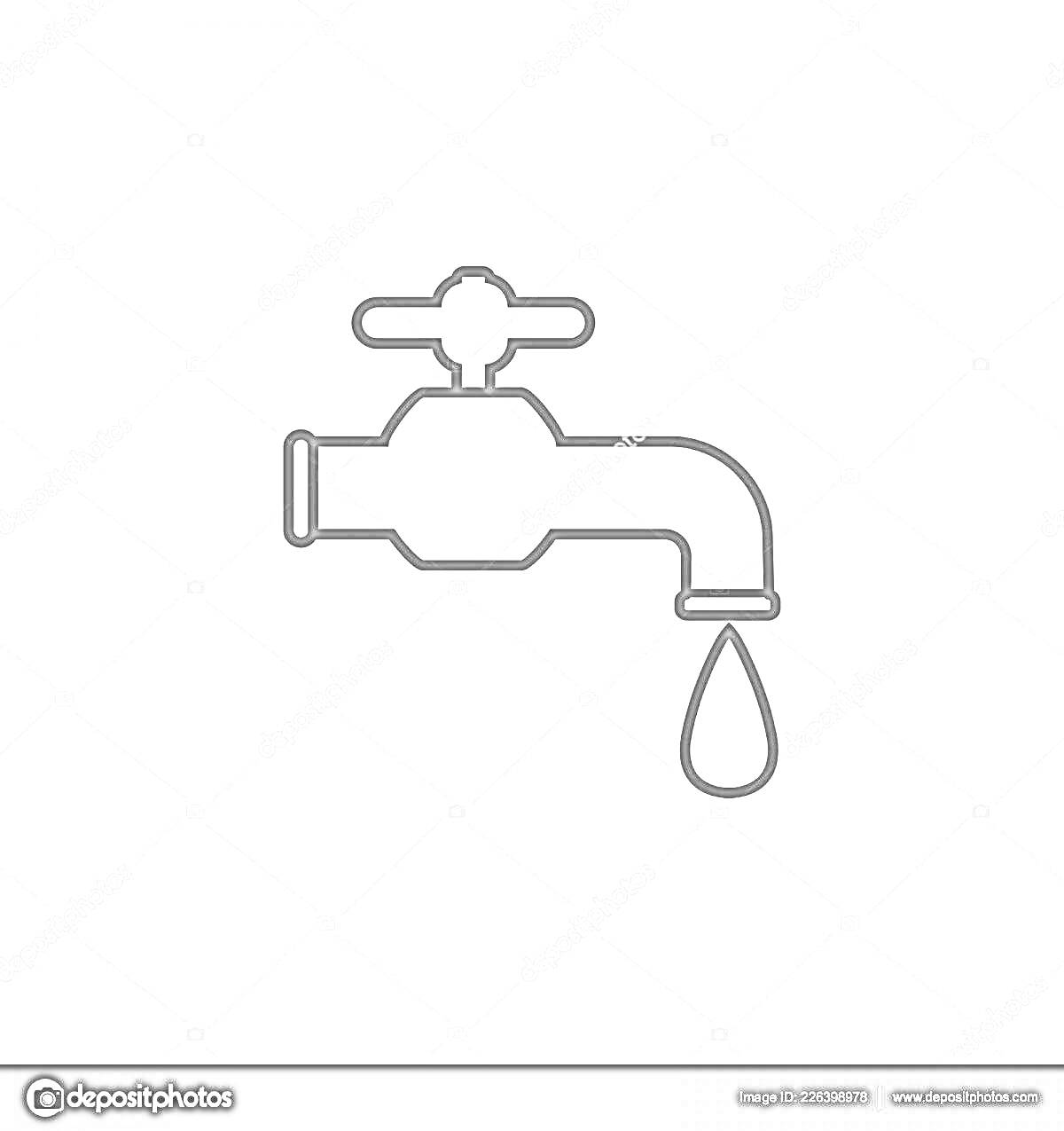 Раскраска Водопроводный кран с каплей воды
